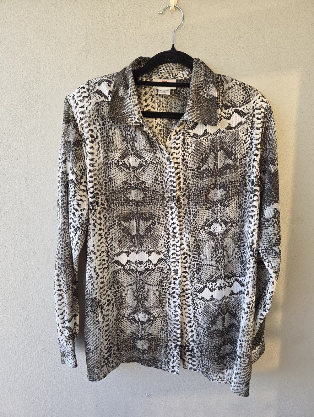 Vintage Courtenay Snakeskin Print Blouse  Sz M Shoulder Pads 80s Maximalist